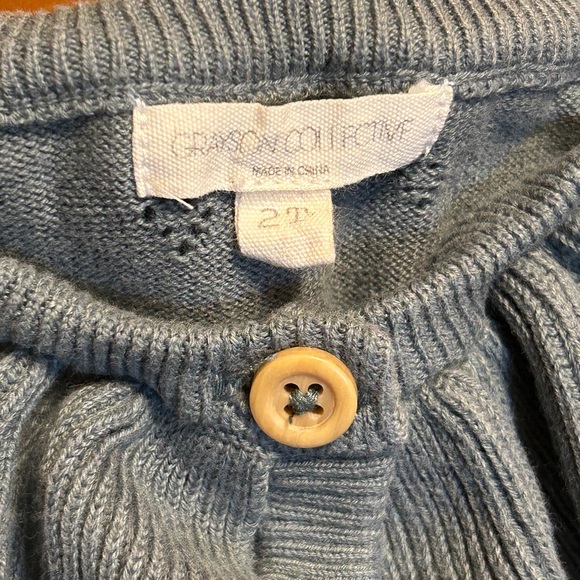 Gray-Blue Cardigan Ruffled Sweater - Picture 3 of 7